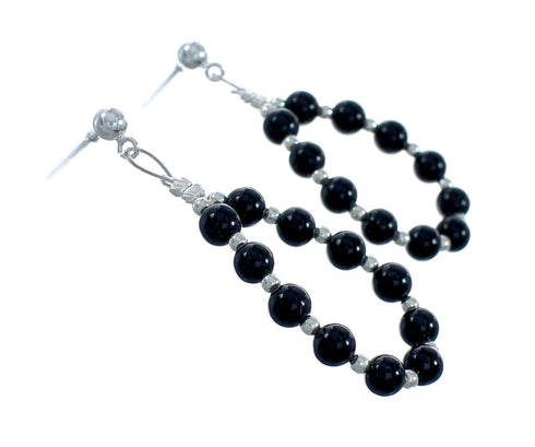 Sterling Silver Onyx Bead Post Dangle Earrings X10282